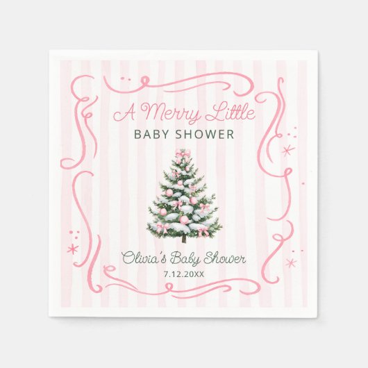 Christmas Tree Pink Winter Baby Shower Servet (Voorkant)