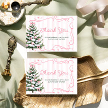 Christmas Tree Pink Winter Baby Shower Thank You 
