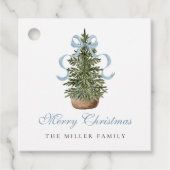 Christmas Tree Preppy Bow Blue Christmas Bedankjes Labels (Voorkant)