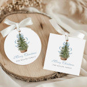 Christmas Tree Preppy Bow Blue Christmas Bedankjes Labels