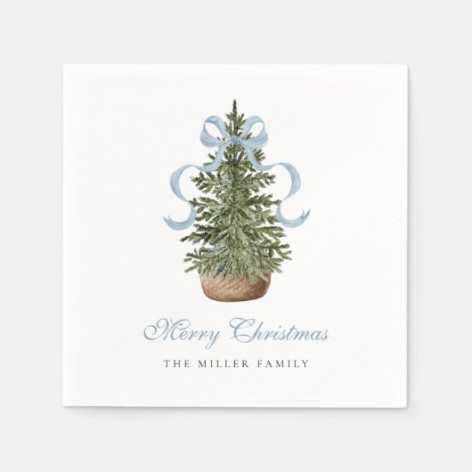 Christmas Tree Preppy Bow Blue Christmas Servet (Voorkant)