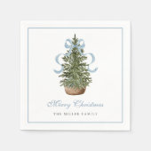 Christmas Tree Preppy Bow Blue Christmas Servet (Voorkant)
