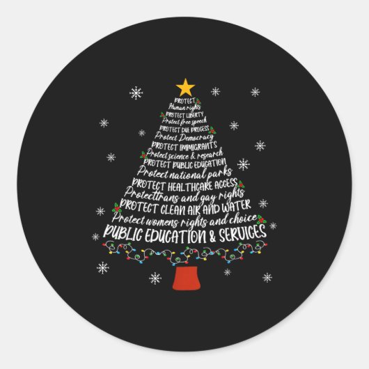 Christmas Tree Protect Human Rights Protect Libert Ronde Sticker (Voorkant)