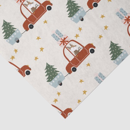 Christmas Tree Red Car Illustration  Tissuepapier (Detail)