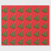 Christmas Tree Red Gift Wrapping Paper  Cadeaupapier (Vlak)