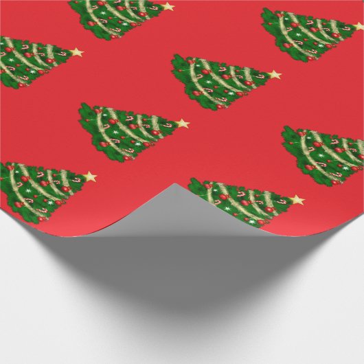 Christmas Tree Red Gift Wrapping Paper  Cadeaupapier (Hoek)