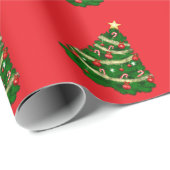 Christmas Tree Red Gift Wrapping Paper  Cadeaupapier (Rol Hoek)