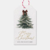 Christmas Tree Red Plaid Bow Holiday Cadeaulabel (Achterkant)