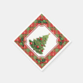 Christmas Tree Red Plaid with Holly Servet (Hoek)
