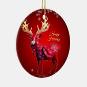 Christmas Tree Red Reindeer Winter Holidays Keramisch Ornament (Rechts)