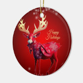 Christmas Tree Red Reindeer Winter Holidays Keramisch Ornament (Links)