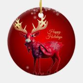 Christmas Tree Red Reindeer Winter Holidays Keramisch Ornament (Achterkant)