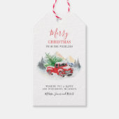Christmas Tree Red Truck Script-familie Cadeaulabel (Voorkant)