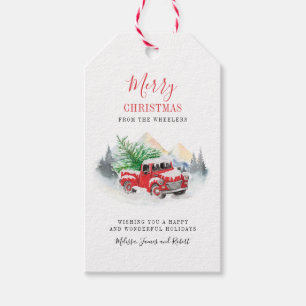 Christmas Tree Red Truck Script-familie Cadeaulabel
