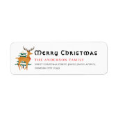 Christmas Tree & Reindeer Simple Return Address Etiket (Voorkant)