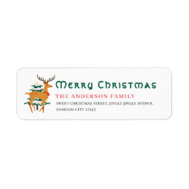 Christmas Tree & Reindeer Simple Return Address Etiket