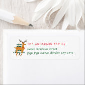 Christmas Tree & Reindeer Simple Return Address Etiket (Insitu)