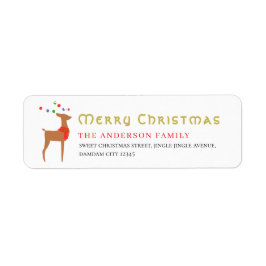 Christmas Tree & Reindeer Simple Return Address Etiket