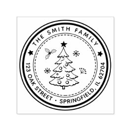 Christmas Tree Return Address Ruber Stamp Zelfinktende Stempel