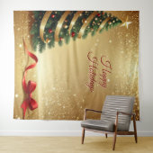 Christmas Tree Ribbons Holiday Backdrop Wandkleed (In Situ (horizontaal))