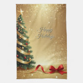 Christmas Tree Ribbons Holiday Kitchen Towel Theedoek (Verticaal)