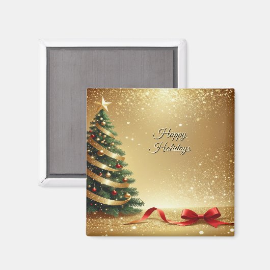 Christmas Tree Ribbons Holiday Magnet (Voorkant / Achterkant)