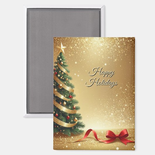 Christmas Tree Ribbons Holiday Magnet (Voorkant / Achterkant)
