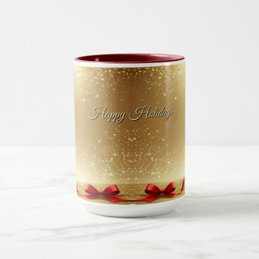 Christmas Tree Ribbons Holiday Mug Mok (Midden)