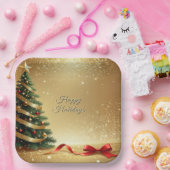 Christmas Tree Ribbons Holiday Paper Plate Papieren Bordje (Feest)
