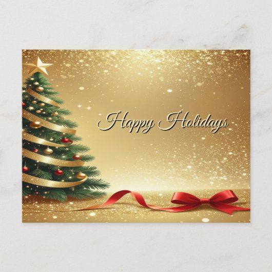 Christmas Tree Ribbons Holiday Postcard Briefkaart (Voorkant)