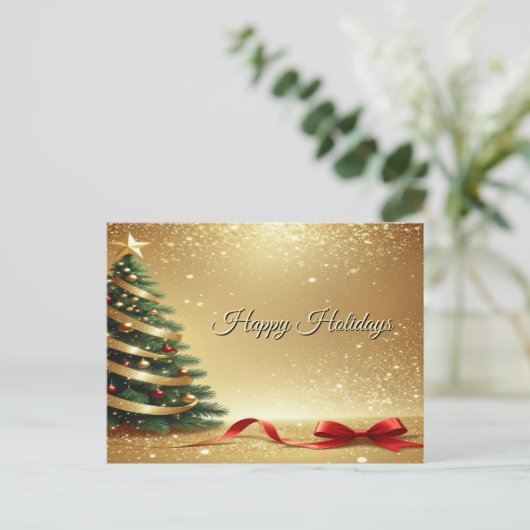 Christmas Tree Ribbons Holiday Postcard Briefkaart (Staand voorkant)