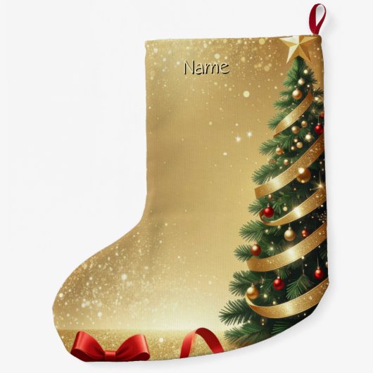 Christmas Tree Ribbons Holiday Stocking Grote Kerstsok (Achterkant)