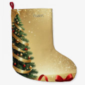 Christmas Tree Ribbons Holiday Stocking Grote Kerstsok (Voorkant)