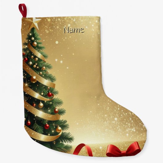 Christmas Tree Ribbons Holiday Stocking Grote Kerstsok (Voorkant)