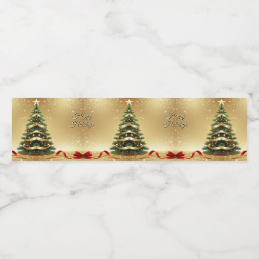 Christmas Tree Ribbons Holiday Water Bottle Label Waterfles Etiket (Enkel label)