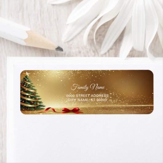 Christmas Tree Ribbons Return Address Label (Insitu)