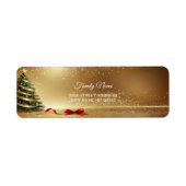 Christmas Tree Ribbons Return Address Label (Voorkant)