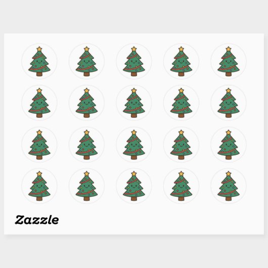Christmas tree ronde sticker (Vel)