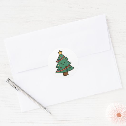 Christmas tree ronde sticker (Envelop)