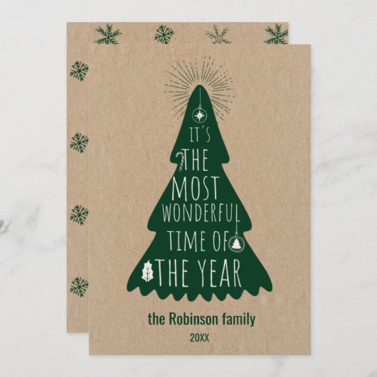 Christmas Tree Rustic Personalized Feestdagenkaart (Voorkant / Achterkant)