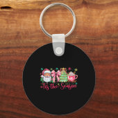 Christmas Tree Santa Coquette Bow Cocoa Tis The Se Sleutelhanger (Voorkant)