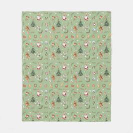 Christmas Tree Santa cute character holiday design Fleece Deken