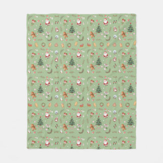 Christmas Tree Santa cute character holiday design Fleece Deken