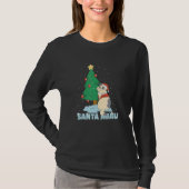 Christmas Tree Santa Miau Cat T-shirt (Voorkant)