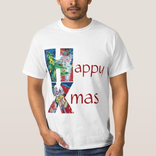 CHRISTMAS TREE SANTA PLAYING VIOLIN XMAS MONOGRAM T-SHIRT (Voorkant)