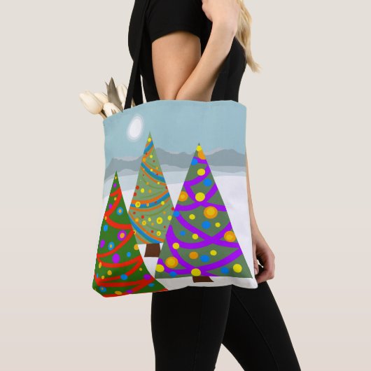 Christmas Tree Scene Tote Tote Bag (Dichtbij)