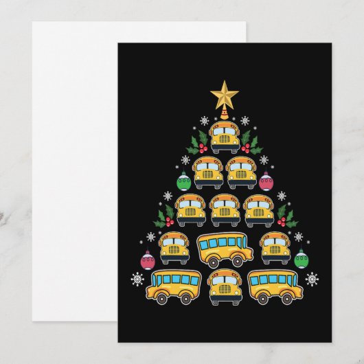 Christmas Tree School Bus Funny Driver Xmas Feestdagenkaart (Voorkant / Achterkant)