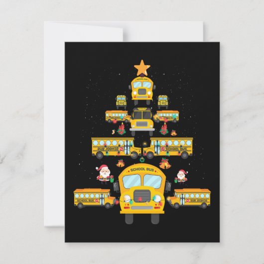 Christmas Tree School Bus Funny Driver Xmas Gift RSVP Kaartje (Voorkant)