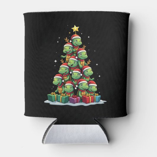 Christmas Tree Sea Turtle Turtles Tortoise T-Shirt Blikjeskoeler (Voorkant)