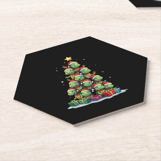 Christmas Tree Sea Turtle Turtles Tortoise T-Shirt Kartonnen Onderzetters (Schuin)